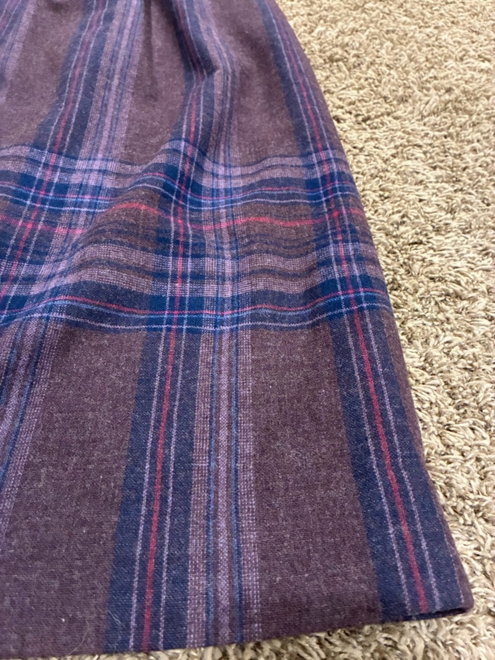 Vintage Pendleton 100% Virgin Wool Midi Plaid Skirt Purple Made in U.S.A. No Sz - Picture 5 of 11